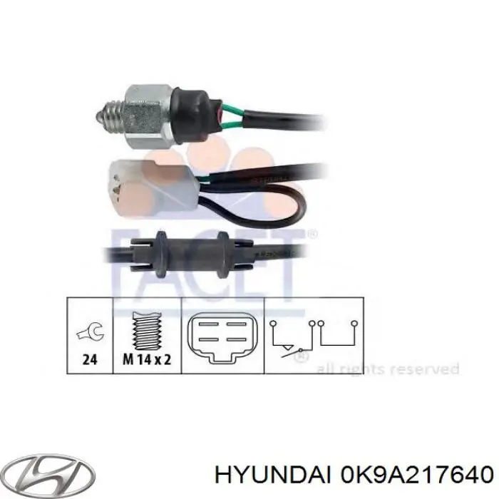 0K9A217640 Hyundai/Kia sensor de ativação das luzes de marcha à ré