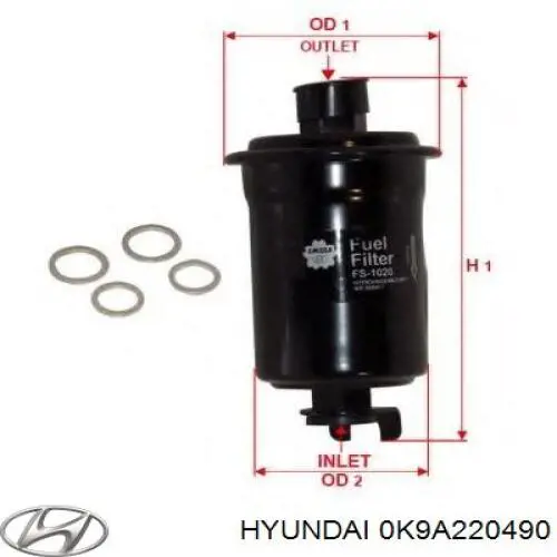 0K9A220490 Hyundai/Kia топливный фильтр