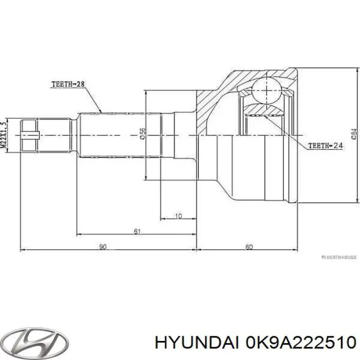 Граната колесная Hyundai/Kia 0K9A222510 цена, от 33.08 USD