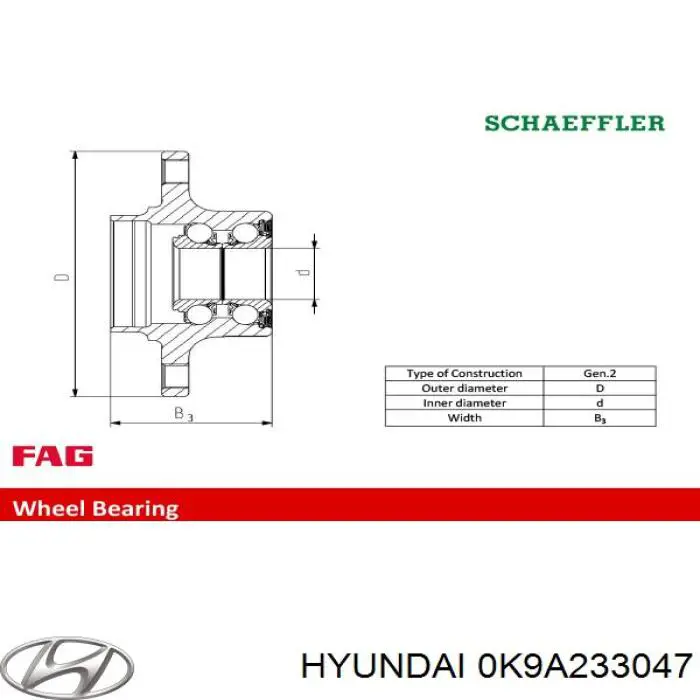 Комплект подшипника ступицы колеса Hyundai/Kia 0K9A233047 цена, от 20.01 USD