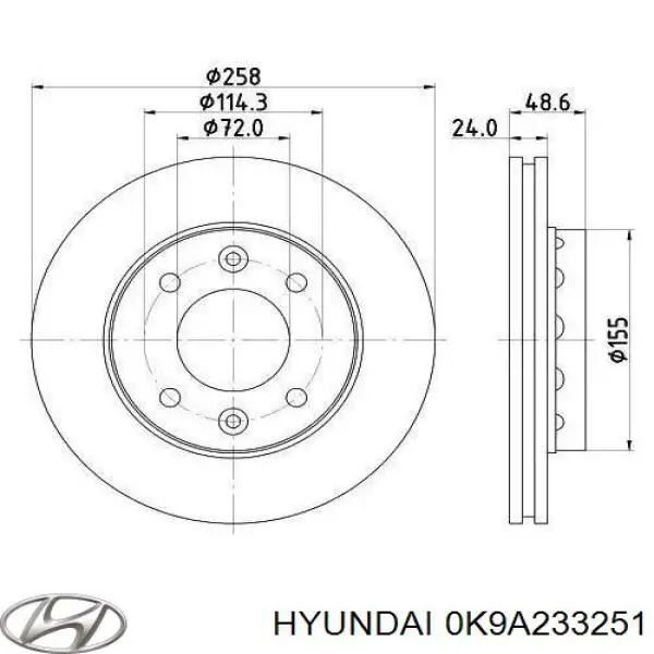 Тормоз дисковый передний Hyundai/Kia 0K9A233251 цена, от 27.93 USD