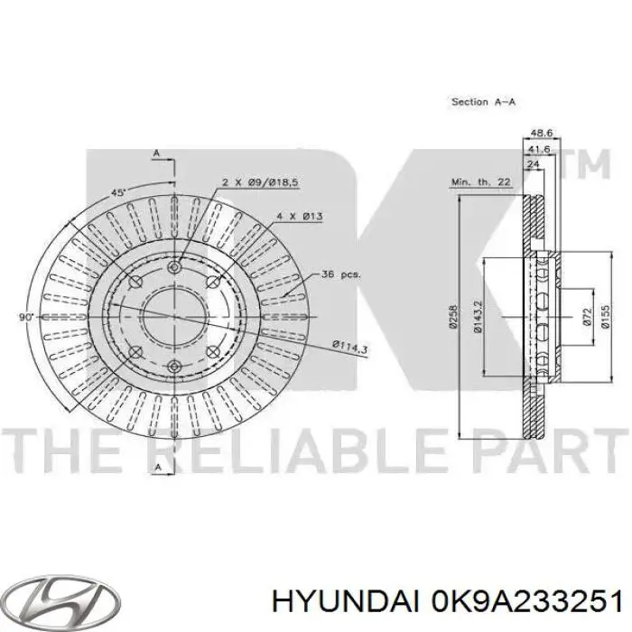 Купить 0K9A233251 Hyundai/Kia Ротор тормозной
