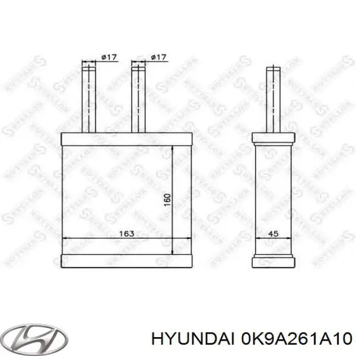 Радиатор печки (отопителя) HYUNDAI 0K9A261A10
