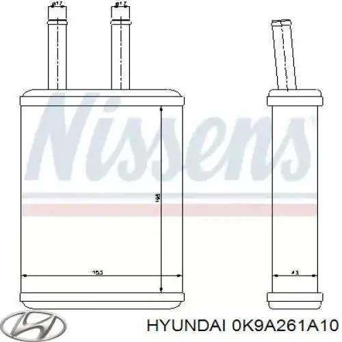 Радиатор печки (отопителя) Hyundai/Kia 0K9A261A10 цена, от 31.67 USD