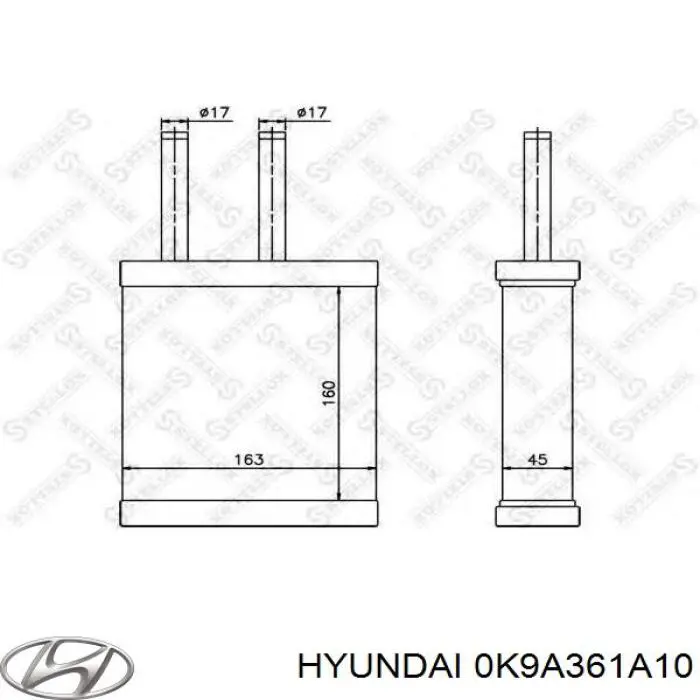 Радиатор печки (отопителя) HYUNDAI 0K9A361A10