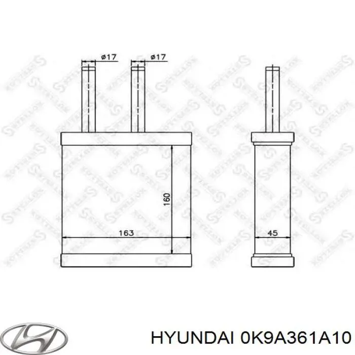 Радиатор печки 0K9A361A10 Hyundai/Kia