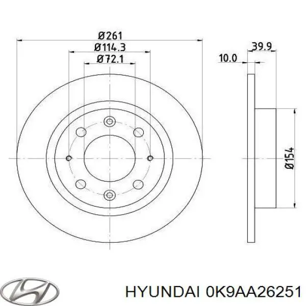 Тормозные диски 0K9AA26251 Hyundai/Kia
