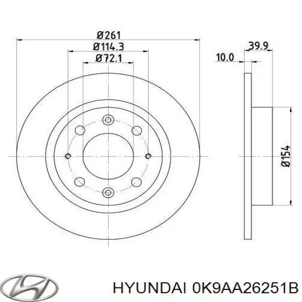 Задний тормозной диск Hyundai/Kia 0K9AA26251B цена, от 29.76 USD