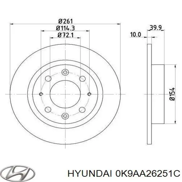 Купить 0K9AA26251C Hyundai/Kia Диск тормозной задний