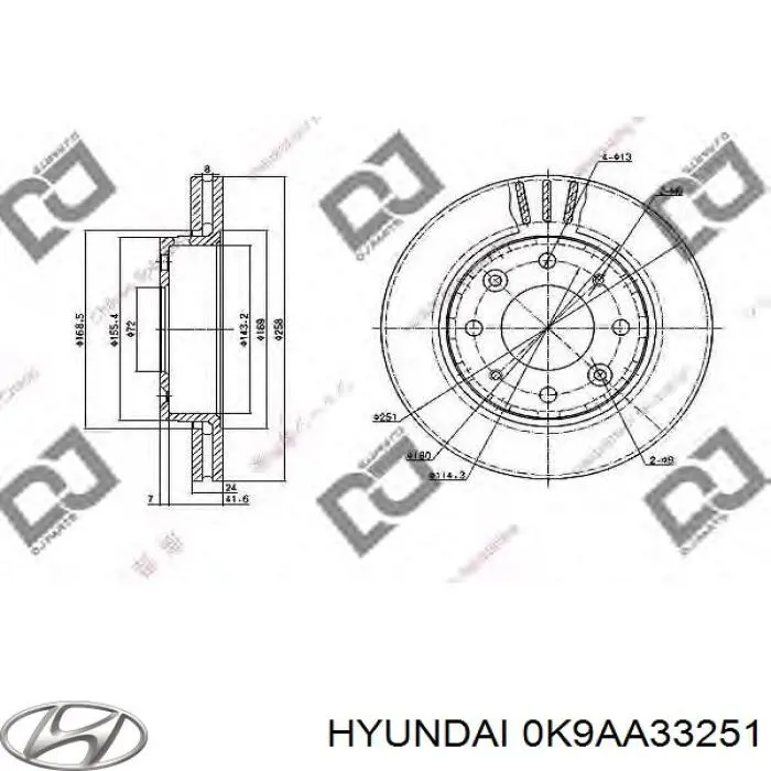 Тормоз дисковый передний Hyundai/Kia 0K9AA33251 цена, от 27.93 USD
