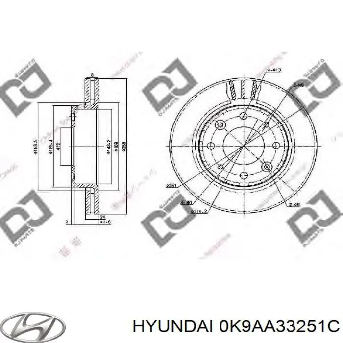 Тормоз дисковый передний Hyundai/Kia 0K9AA33251C цена, от 27.93 USD