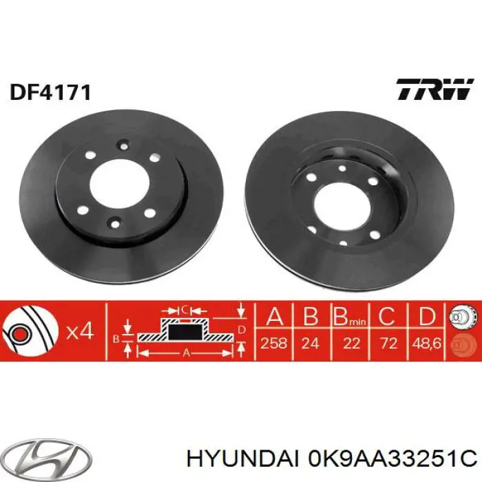 Купить 0K9AA33251C Hyundai/Kia Ротор тормозной