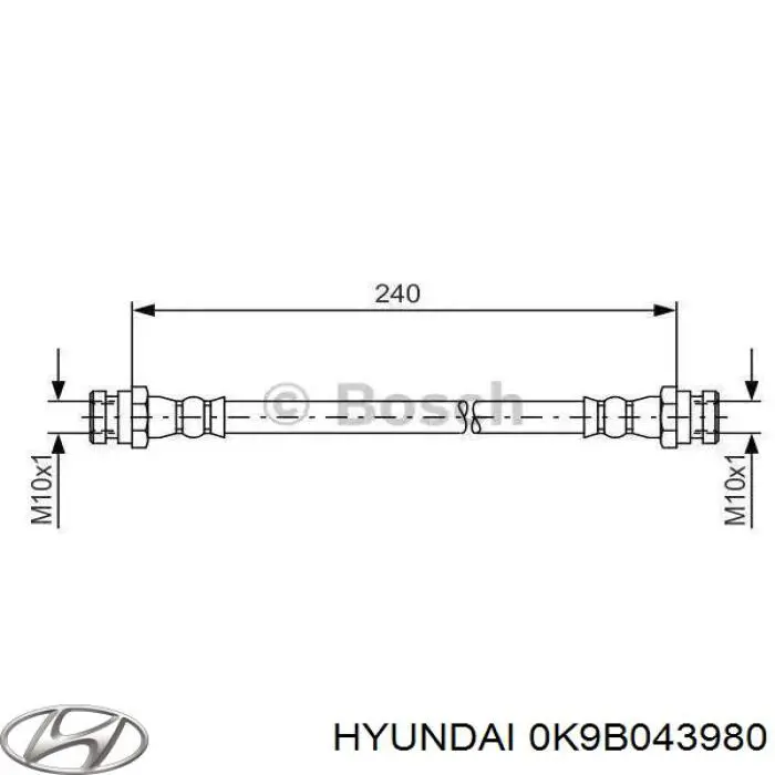 Шланг тормозной задний Hyundai/Kia 0K9B043980