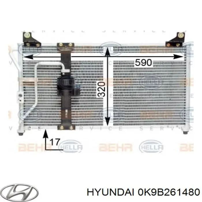 0K9B261480 Hyundai/Kia радиатор кондиционера