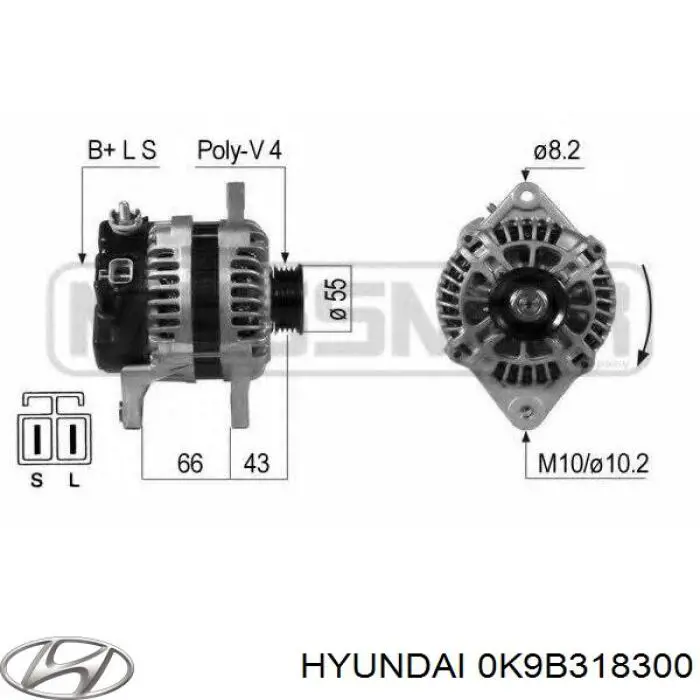 0K9B318300 Hyundai/Kia генератор