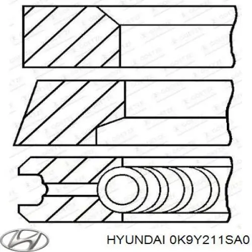 0K9Y211SA0 Hyundai/Kia pistão com passador sem anéis, std