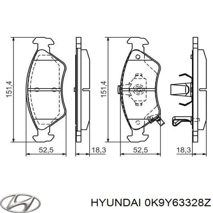 Передние тормозные колодки 0K9Y63328Z Hyundai/Kia