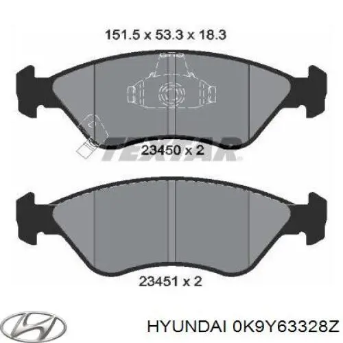 Тормозные колодки Hyundai/Kia 0K9Y63328Z