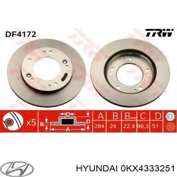 0KX4333251 Hyundai/Kia диск тормозной передний