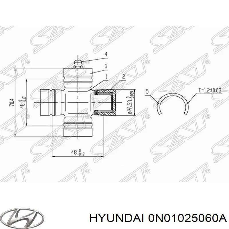 Купить 0N01025060A Hyundai/Kia Крестовина карданного вала заднего