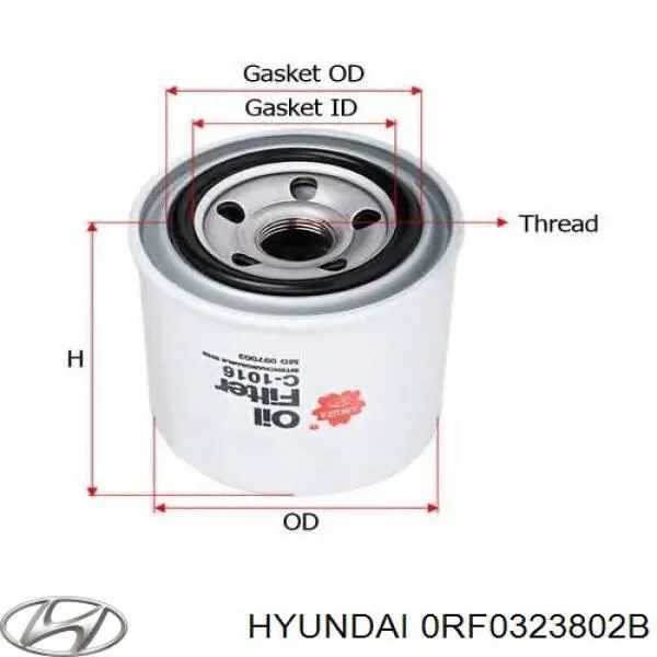 0RF0323802B HYUNDAI Filtro de aceite original y equivalente