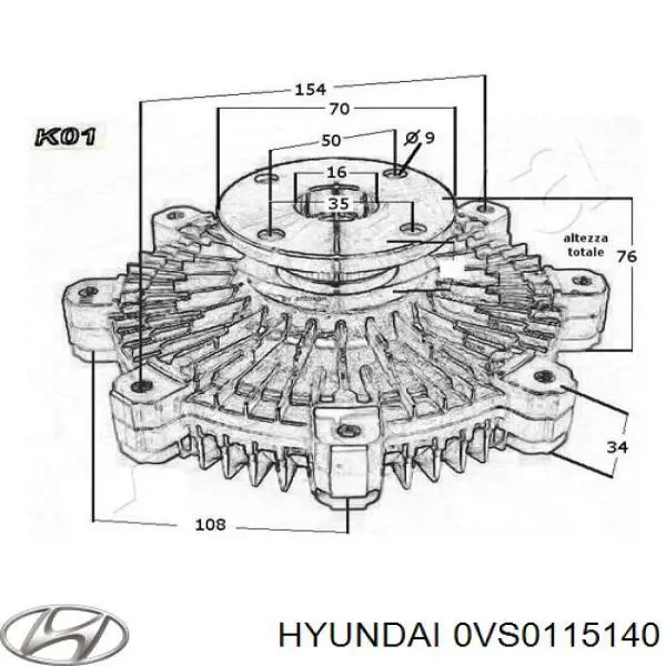 Купить 0VS0115140A Hyundai/Kia Муфта вентилятора охлаждения