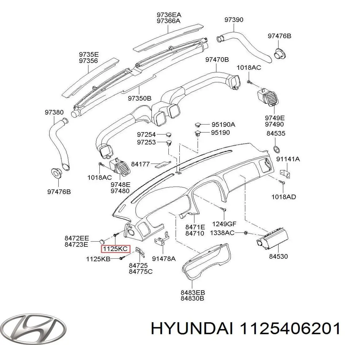 1125406203 Hyundai/Kia Болт (гайка) крепежа