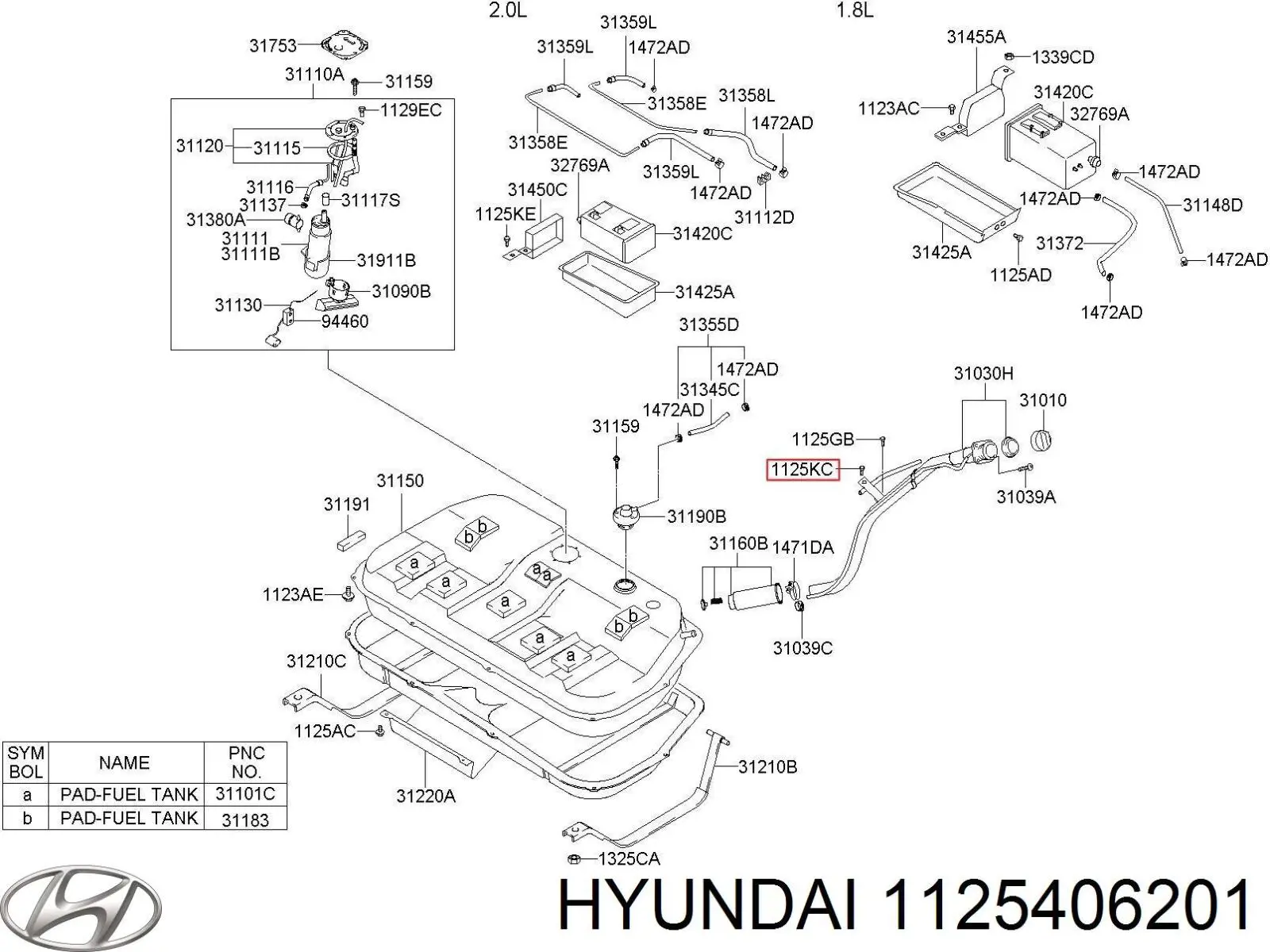 Болт (гайка) крепежа 1125406203 Hyundai/Kia