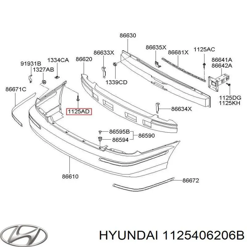 Болт (гайка) крепежа 1125406206B Hyundai/Kia