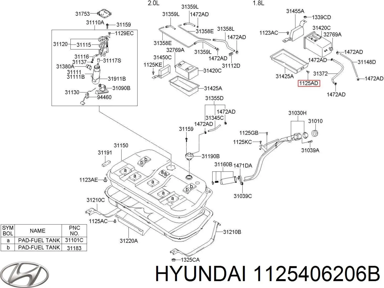 Болт (гайка) крепежа Hyundai/Kia 1125406161 цена, от 1.06 USD