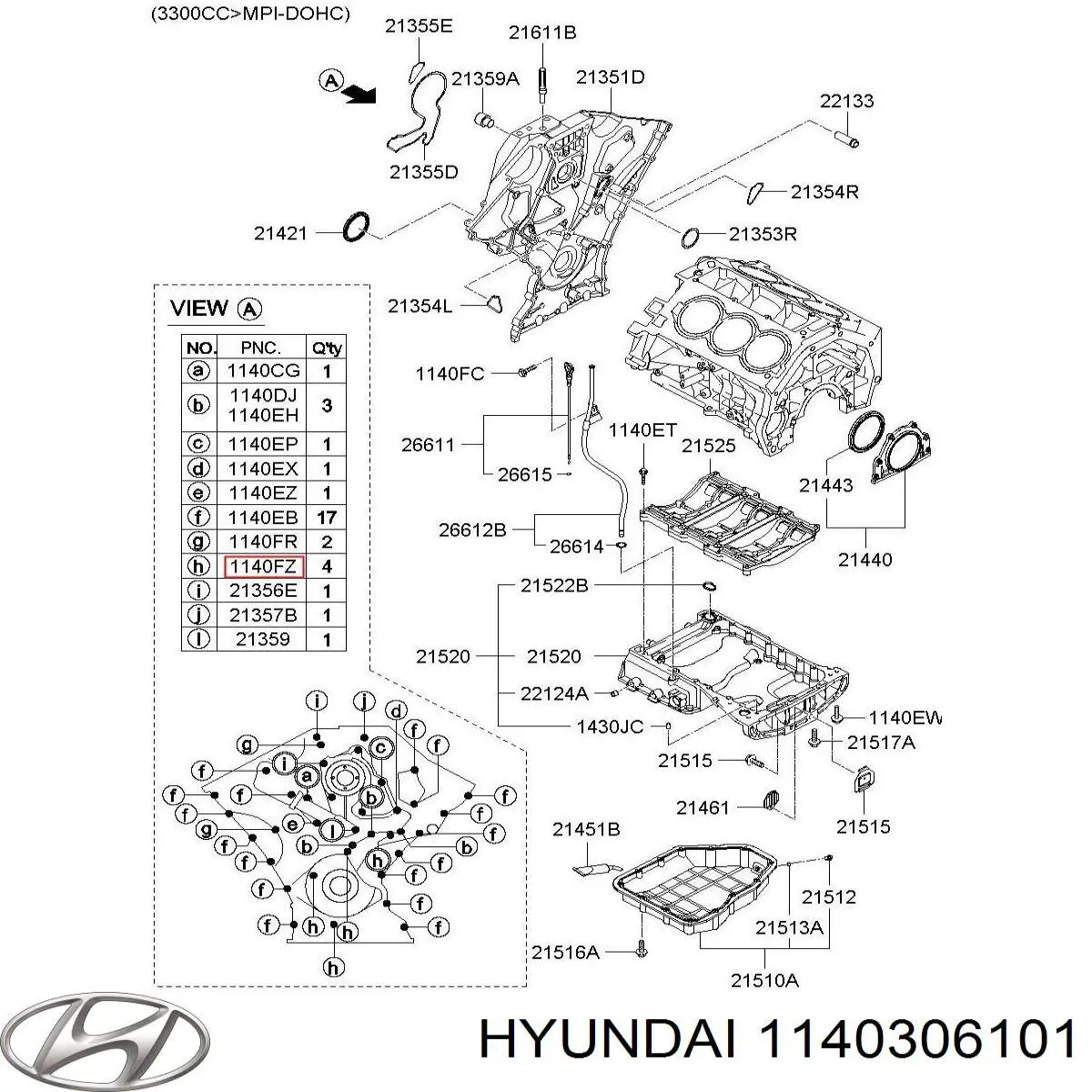 Купить 1140306101 Hyundai/Kia 
