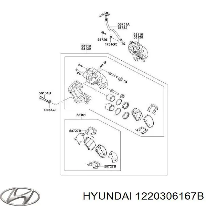 1220306167B Hyundai/Kia болт (гайка крепежа)