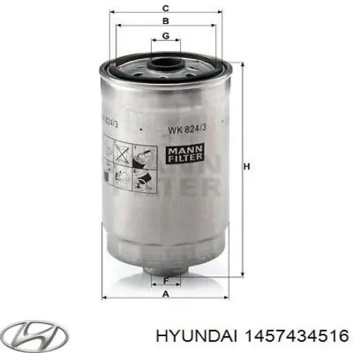 Фильтр тонкой очистки топлива Hyundai/Kia 1457434516 цена, от 15.25 USD