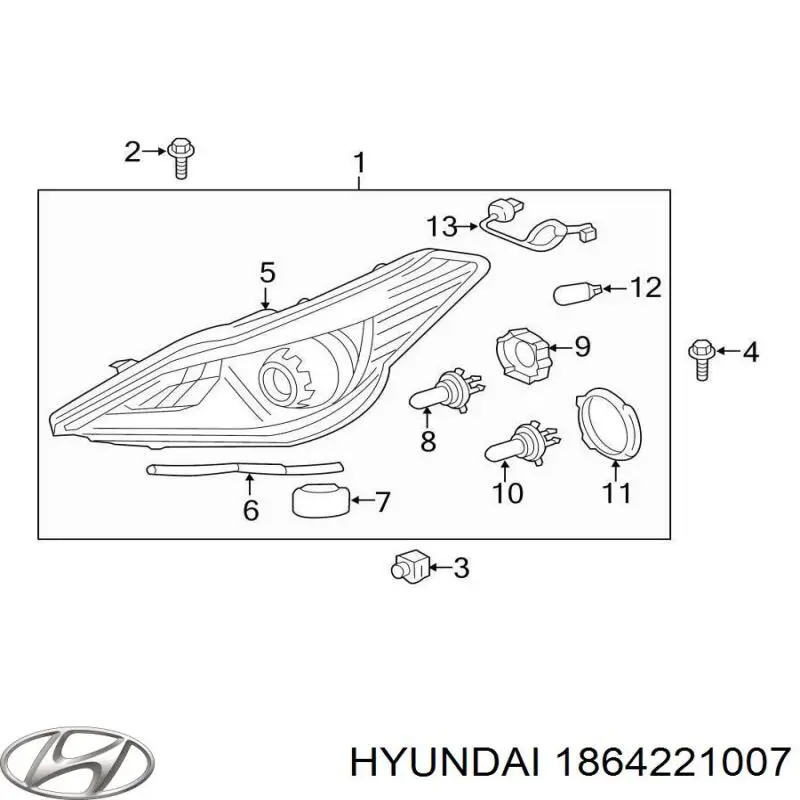 Купить 1864221007 Hyundai/Kia Лампочка