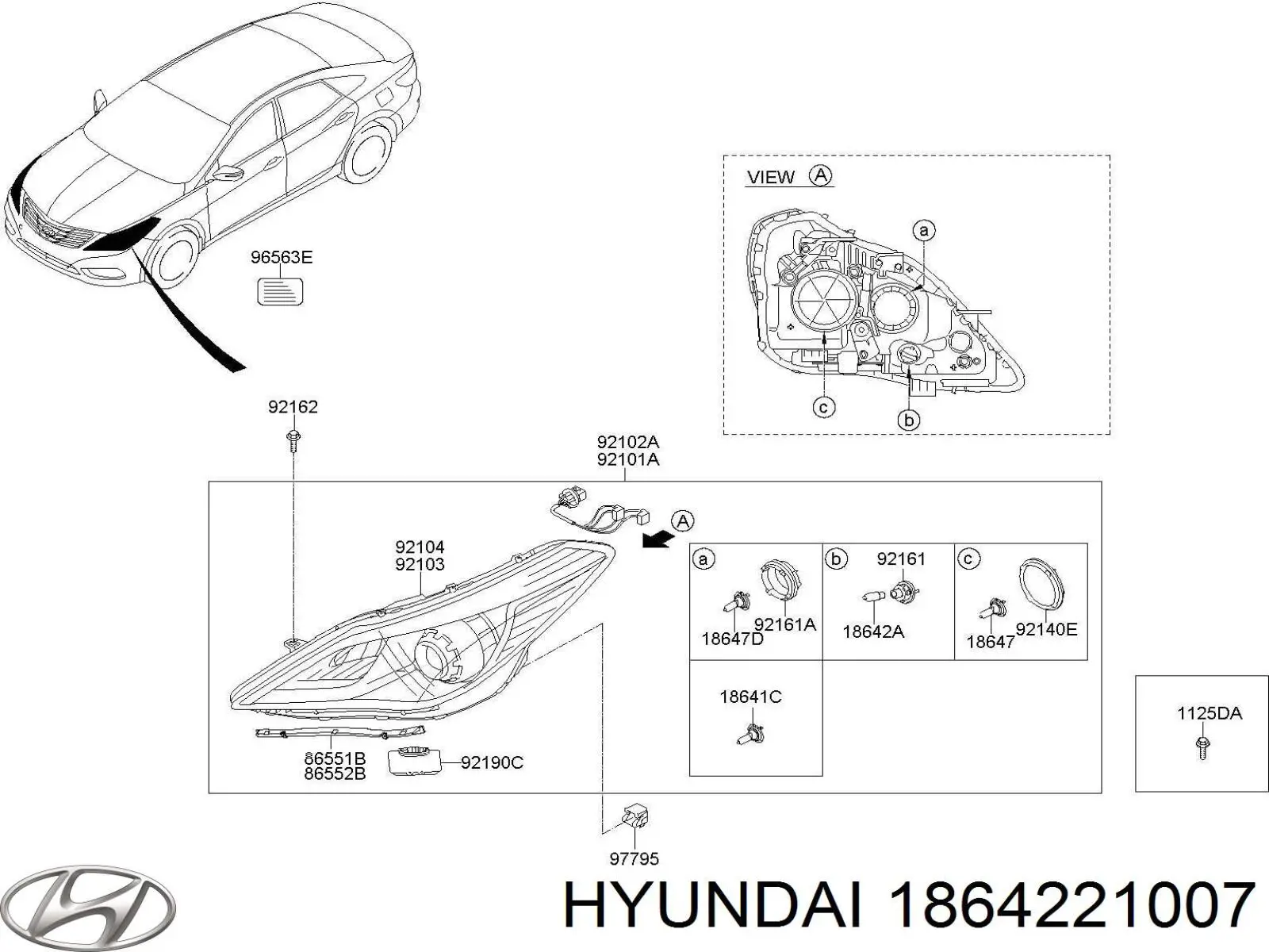 1864221007 Hyundai/Kia лампочка