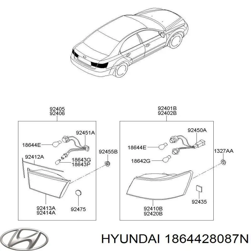 Лампочка накаливания Hyundai/Kia 1864428087N цена, от 9.07 USD