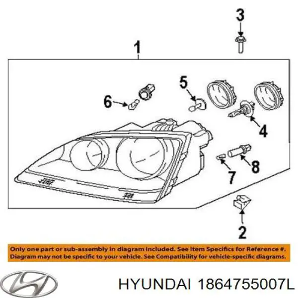 Лампочка ближнего света Hyundai/Kia 1864755007L цена, от 3.84 USD