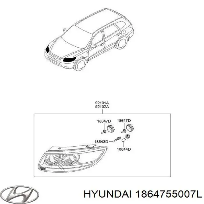 Купить 1864755007L Hyundai/Kia Лампочка галогенная