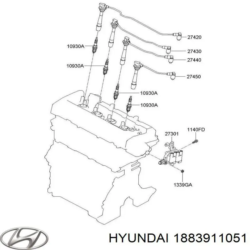 Свечи зажигания 1883911051 Hyundai/Kia