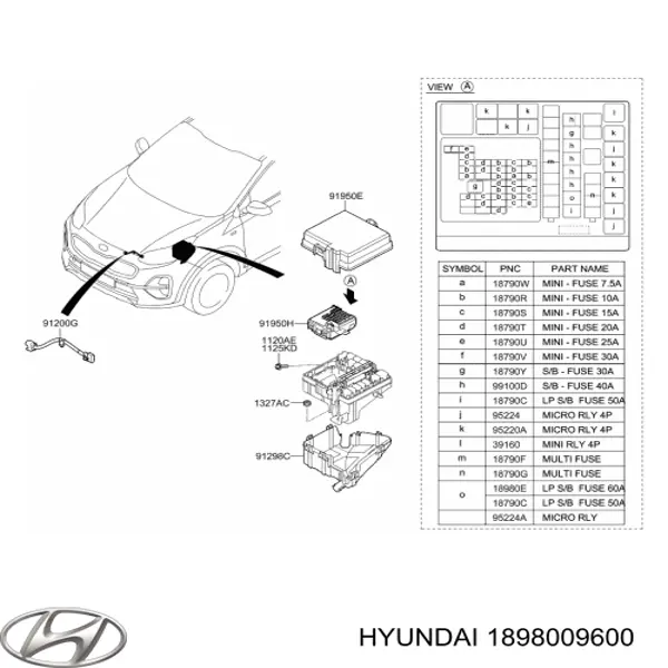 1898009600 Hyundai/Kia unidade de dispositivos de segurança
