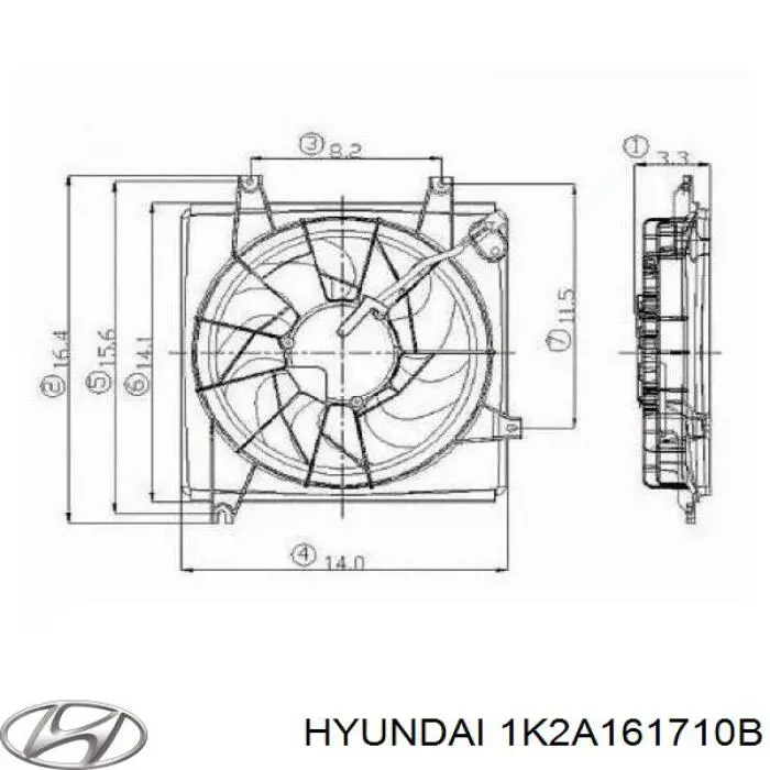 Купить OK2A161710A Hyundai/Kia Диффузор радиатора кондиционера, в сборе с крыльчаткой и мотором