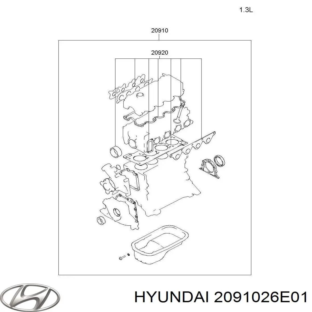 20910-26E01 Hyundai/Kia комплект прокладок двигателя полный