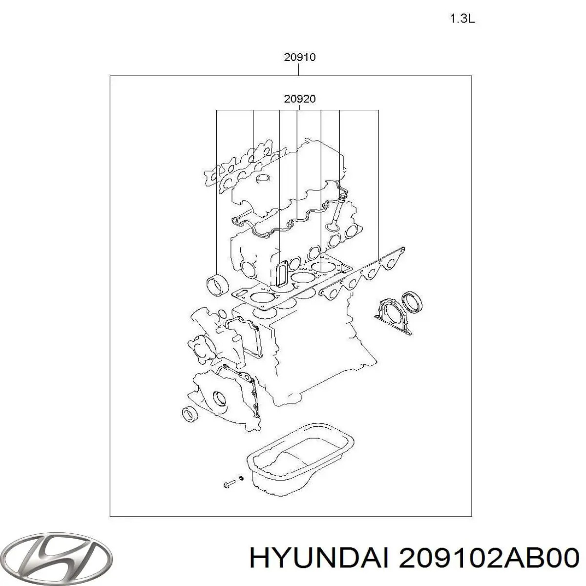 Купить 209102AB00 Hyundai/Kia Полный комплект прокладок