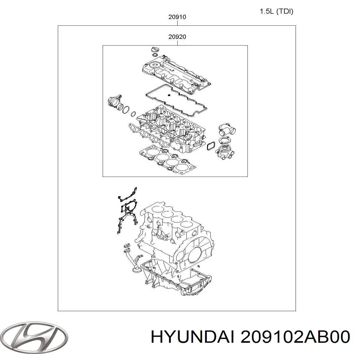 Полный комплект прокладок двигателя Hyundai/Kia 209102AB00 цена, от 213.54 USD
