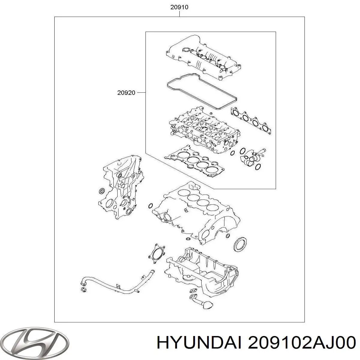 Купить 209102AJ00 Hyundai/Kia Полный комплект прокладок
