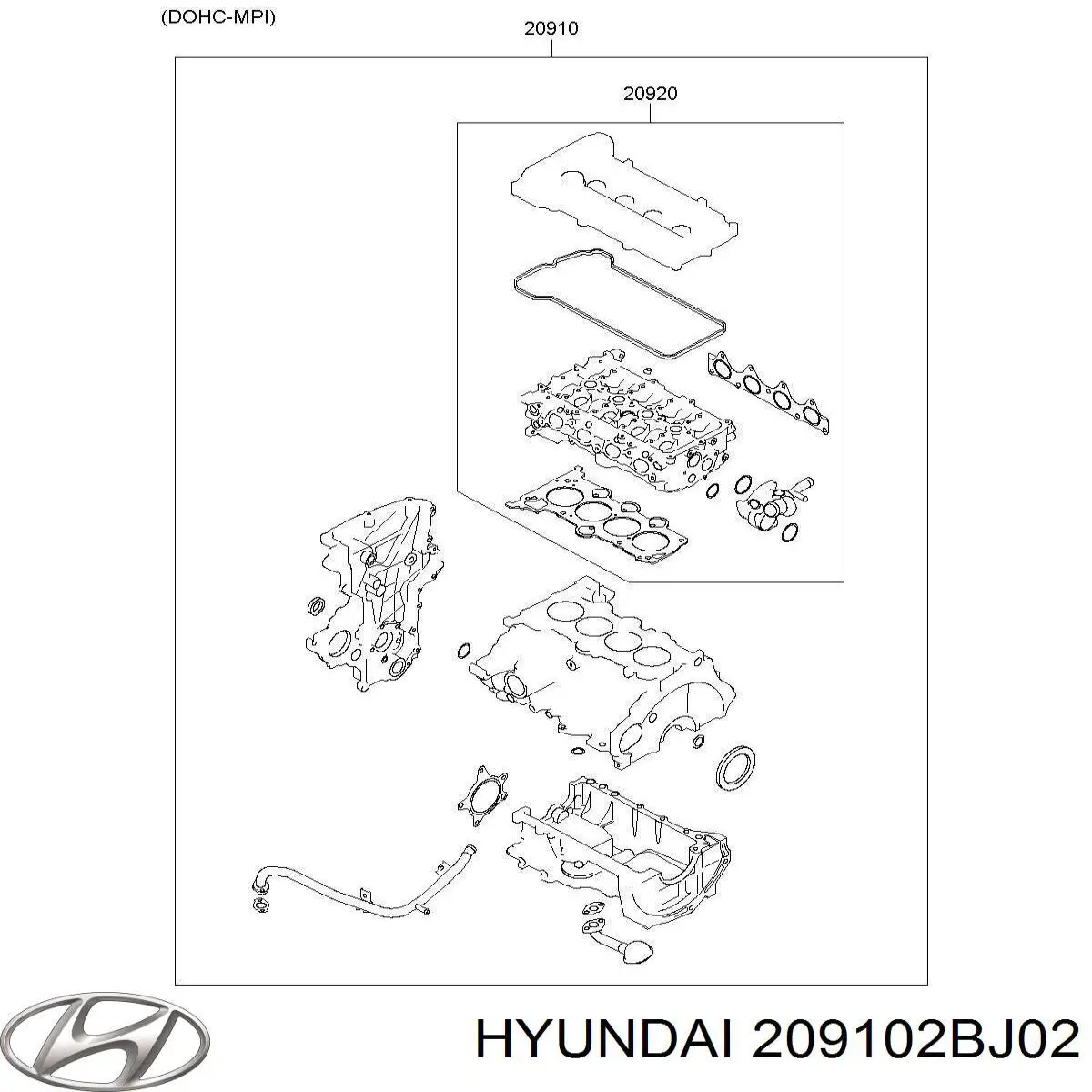 Комплект прокладок двигателя 209102BJ02 Hyundai/Kia