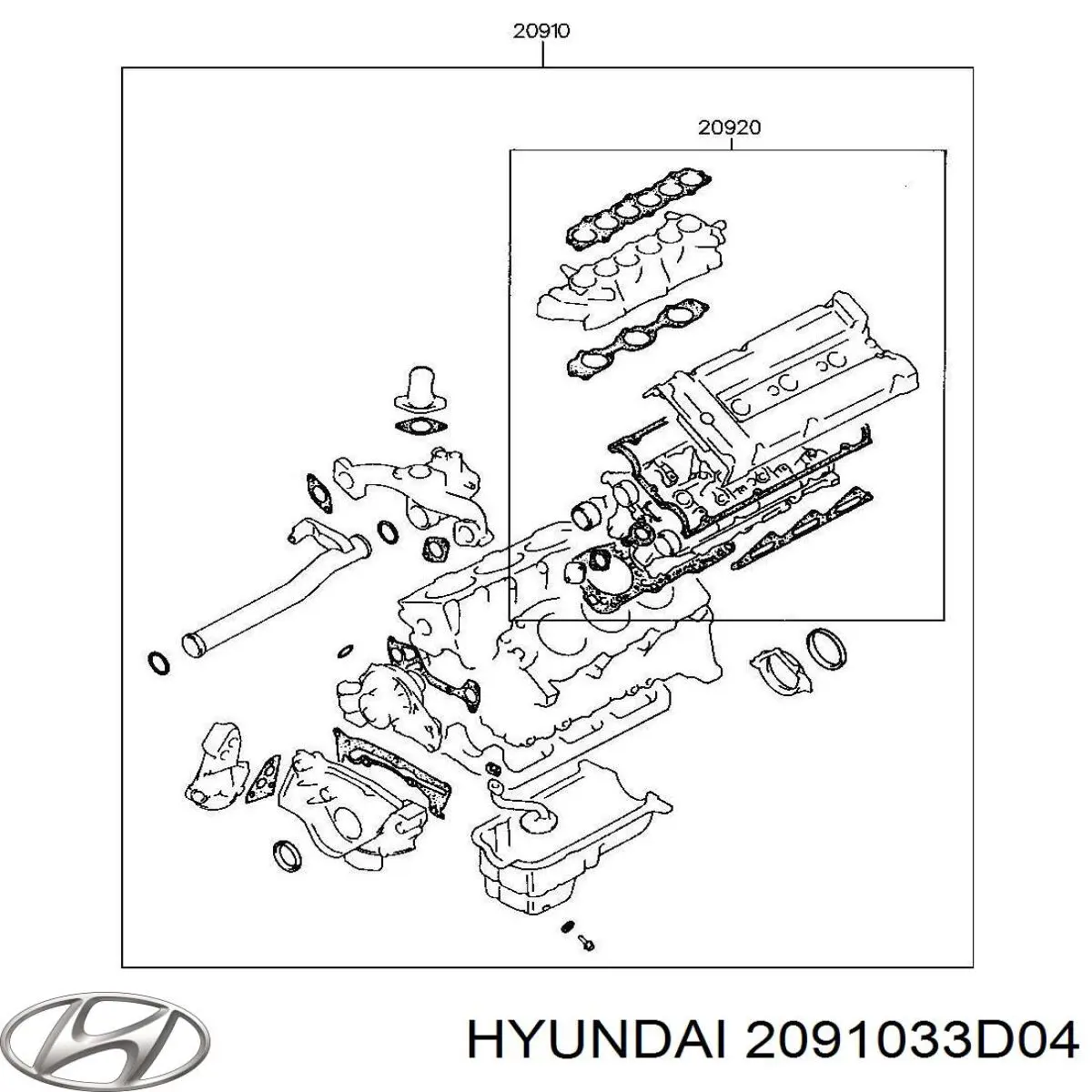 2091033F00 Hyundai/Kia комплект прокладок двигателя полный