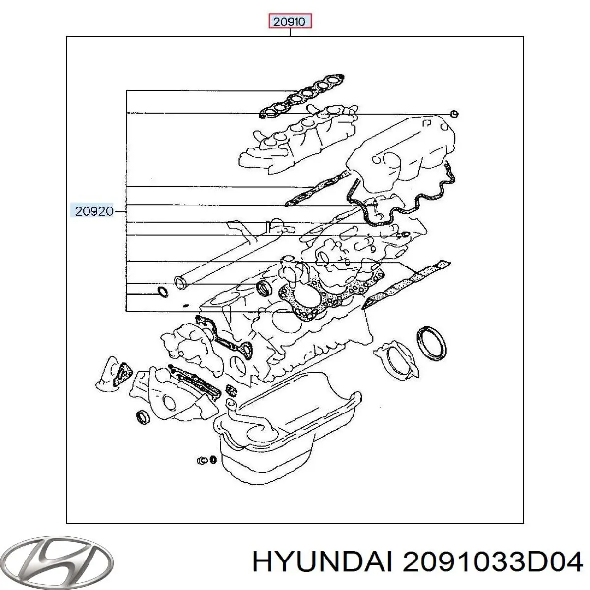 Полный комплект прокладок двигателя Hyundai/Kia 2091033D04 цена, от 266.95 USD