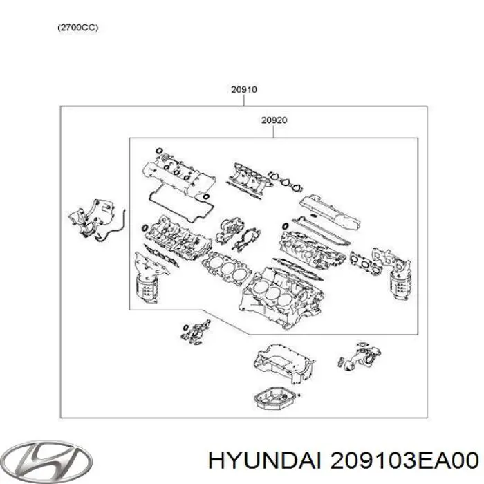 Комплект прокладок двигателя полный на Hyundai Grandeur TG