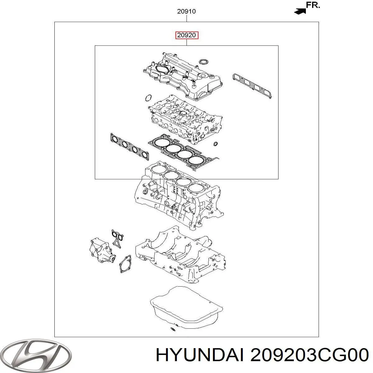 Верхний комплект прокладок двигателя 209203CG00 Hyundai/Kia